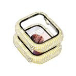 Nezih Case Apple Watch 7/8/9 41mm Uyumlu Çift Sıra Parlak Taşlı 360 Darbe Önleyici Kasa Koruyucu
