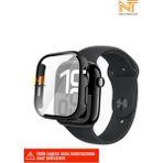 Nezih Case Apple Watch Seri 10 42MM / Seri 11 42MM Uyumlu Sert Pc Kasa ve Ekran Koruyucu - Black+Black