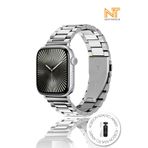 Nezih Case Apple Watch Seri 10 42mm Uyumlu Paslanmaz Çelik Klipsli Ayarlanır Pim Metal Kordon