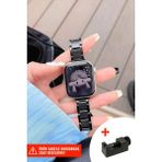 Nezih Case Apple Watch Seri 2/3/4/5/6/7/8/9/se 38MM 40MM 41MM ve Seri 10/11 42MM Uyumlu Ince Metal Kordon - Black - 3- Apple Watch Seri 2/3/4/5/6/7/8/9/se 38mm 40mm 41mm ve Seri 10/11 42mm