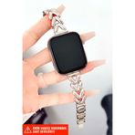 Nezih Case Apple Watch Seri 2/3/4/5/6/7/8/9/se 38mm 40mm 41mm ve Seri 10/11 42mm Uyumlu Şık Mücevher Kordon