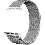 Nezih Case Apple Watch Seri 7/8/9 41MM Uyumlu Hasır Örgü Metal Kordon - Gümüş