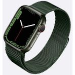 Nezih Case Apple Watch Seri 7/8/9 41MM Uyumlu Olive Hasır Örgü Metal Kordon Olive - Yeşil - Gri