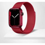 Nezih Case Apple Watch Seri 7/8/9 41MM Uyumlu Redstar Hasır Örgü Metal Kordon Redstar - Kırmızı