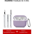 Nezih Case Huawei Freebuds Se 4 Anc Uyumlu Silikon Kılıf + Temizlik Kiti - Lila