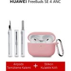 Nezih Case Huawei Freebuds Se 4 Anc Uyumlu Silikon Kılıf + Temizlik Kiti - Pembe