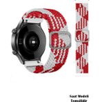 Nezih Case Huawei Watch Buds / Watch 5 / Watch 4 / 4 Pro / Watch 3 / 3 Pro Uyumlu Tokalı Kordon - Beyaz - Kırmızı