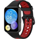 Nezih Case Huawei Watch Fit 2 Uyumlu A+ Kalite Delikli Nike Spor Jel Silikon Kordon/strap - Siyah - Kırmızı - Delikli Kordon