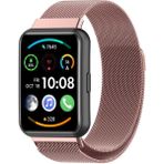 Nezih Case Huawei Watch Fit 2 Uyumlu Metal Örgü Hasır Mıktanıslı Pratik Kordon - Pembe - Metal Hasır Kordon