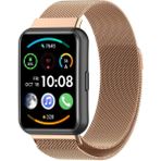 Nezih Case Huawei Watch Fit 2 Uyumlu Metal Örgü Hasır Mıktanıslı Pratik Kordon - Rose Gold - Metal Hasır Kordon