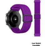 Nezih Case Huawei Watch Gt / Gt2 / Gt3 Elegant 42MM Uyumlu Tokalı Örgü Kordon - Koyu Mor