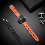 Nezih Case Huawei Watch Gt3 / Gt4 / Gt5 / Gt5 Pro 46MM Uyumlu 22MM Yumuşak Desenli Jel Silikon Kordon - Açık Turuncu