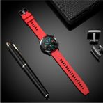 Nezih Case Huawei Watch Gt3 / Gt4 / Gt5 / Gt5 Pro 46MM Uyumlu 22MM Yumuşak Desenli Jel Silikon Kordon - Karmen Kırmızı