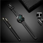Nezih Case Huawei Watch Gt3 / Gt4 / Gt5 / Gt5 Pro 46MM Uyumlu 22MM Yumuşak Desenli Jel Silikon Kordon - Siyah - Siyah
