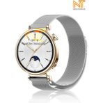 Nezih Case Huawei Watch Gt4 / Gt5 / Gt6 41mm Uyumlu 18MM Mıknatıslı Milanes Örgü Hasır Metal Kordon - Gümüş