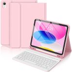 Nezih Case Ipad Air 11 Inch M2 M3 Çip Air 4. /5. /6. Nesil Uyumlu Kablosuz Bluetooth Bağlantılı Kalem Bölmeli Klavyeli Kılıf - Pembe