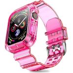 Nezih Case Kayış/kordon ve Kasa Koruyucu Apple Watch Seri 2/3/4/5/6 38mm 40mm 41mm Uyumlu Kordon Pembe