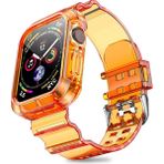 Nezih Case Kayış/kordon ve Kasa Koruyucu Apple Watch Seri 2/3/4/5/6/7/8/9/se 44 mm 45 mm Uyumlu Kordon Turuncu