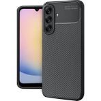 Nezih Case Samsung Galaxy A36 Kamera Korumalı (Karbon Tasarım) Koruyucu Lüx Silikon Kılıf - Siyah
