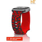Nezih Case Watch Seri 5/6/7/8/9/se 38/40/41mm Seri 10 42 / Seri 11 42mm Uyumlu Leopar Silikon Kordon - Apple Watch Seri 2/3/4/5/6/7/8/9/se 38 40 41 ve Seri 10 42mm - Siyah - Kırmızı