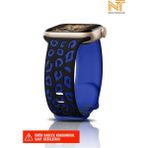 Nezih Case Watch Seri 5/6/7/8/9/se 38/40/41mm Seri 10 42 / Seri 11 42mm Uyumlu Leopar Silikon Kordon - Apple Watch Seri 2/3/4/5/6/7/8/9/se 38 40 41 ve Seri 10 42mm - Siyah - Mavi