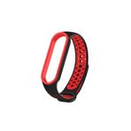 Nezih Case Xiaomi Mi Band 5 / Mi Band 6 Uyumlu Renkli Delikli Silikon Kordon/kayış Siyah/kırmızı