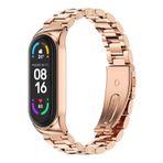 Nezih Case Xiaomi Mi Band 7 Uyumlu Metal Baklalı Klips'li Paslanmaz Çelik Kordon/kayış Rose Gold