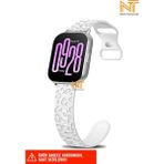 Nezih Case Xiaomi Redmi Watch 4 / 5 / 6 / Band 8 Pro / Uyumlu Leopar Desenli Silikon Kordon - Redmi Watch 4 / 5 Mi Band 8 / 9 Pro - Beyaz