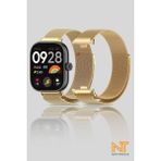 Nezih Case Xiaomi Redmi Watch 4 / 5 / 6 / Band 8 Pro / Uyumlu Milanes Hasır Örgü Metal Kordon - Gold