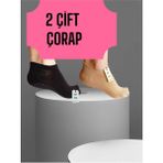 NF ND ENEFENDİ 2 Çift Babet Çorap Görünmez Çorap Spor Yoga Pilates Sneakers Kaymaz Silikon Taban 36-40 Krem Siyah
