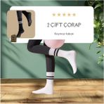 NF ND ENEFENDİ 2 Çift Yoga Pilates Çorabı Kadın Kaymaz Silikon Taban Pamuklu Soket Tenis Çorap Havlulu Siyah Beyaz.
