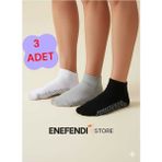 NF ND ENEFENDİ 3 Çift Kaydırmaz Unisex Yoga, Pilates, Tavaf Çorabı | Spor Patik Çorap Beyaz|gri |siyah |36-40 - 36 - 40 - Çok Renkli