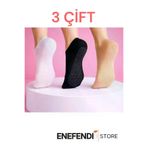 NF ND ENEFENDİ TYC044624E1E199B75F5C5701 3 Çift Spor Yoga Pilates Kaymaz Silikon Taban Çorap Görünmez 36-40 Siyah Beyaz Krem Dikişsiz