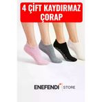 NF ND ENEFENDİ YOGAEKO 4 Çift Kaydırmaz Unisex Yoga, Pilates, Tavaf Çorabı | Spor Patik Çorap Pembe |Gri |Siyah|Ekru 36-40