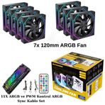 Ng-O120b 7 Adet 120Mm Argb Fan 11X Argb Pwm Slot Kontrolcü Ve Kumanda Siyah