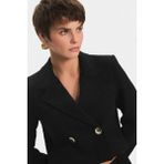 NG Style Kruvaze Kapamalı Crop Ceket - Siyah