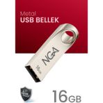 NGA USB Bellek Metal Gövde Güvenli USB Memory - Flash Drive - 16 GB - Gri Metal