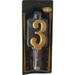 Ngüzel Party 3 Yaş Büyük Boy (7 Cm) 3 Rakam Lüks Pasta Mum Gold