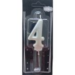 Ngüzel Party 4 Yaş Büyük Boy (7 Cm) 4 Rakam Lüks Pasta Mum Gümüş Gri