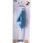 Ngüzel Party 4 Yaş Büyük Boy (7 Cm) 4 Rakam Lüks Pasta Mum Mavi