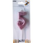 Ngüzel Party 5 Yaş Büyük Boy (7 Cm) 5 Rakam Lüks Pasta Mum Pembe