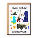 NHBDesigns Happy Birthday Dancing Queen Card - Müzik Doğum Günü Kartı - Arkadaşlık Doğum Günü Kartı - Tebrik Kartı - Kız Kardeş İçin Kart