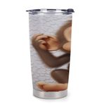 NHYDSPQ Plastik Kahve Tumbler,Sevimli Maymun Baskı Araba Bardakları,Yeniden kullanılabilir Araba Kupası,Kapaklı Su Bardakları,Seyahat Kahve Kupası Dökülme Kanıtı,,