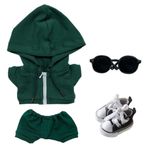 niannyyhouse 10 cm 15 cm 20 cm Peluş Bebek Giysileri Kapüşonlu Pantolon Gözlük Kanvas Ayakkabı Spor Giyim Kıyafet Yumuşak Doldurulmuş Oyuncak Giydir (Koyu Yeşil-20 cm)