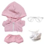 niannyyhouse 10 cm 15 cm 20 cm Peluş Bebek Giysileri Kapüşonlu Pantolon Gözlük Kanvas Ayakkabı Spor Giyim Kıyafet Yumuşak Doldurulmuş Oyuncak Giydir (Pembe-20 cm)