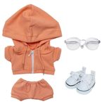niannyyhouse 10 cm 15 cm 20 cm Peluş Bebek Giysileri Kapüşonlu Pantolon Gözlük Kanvas Ayakkabılar Spor Giyim Kıyafet Yumuşak Doldurulmuş Oyuncak Giydir (Turuncu-15 cm)