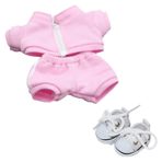 niannyyhouse 10 cm Peluş Bebek Giysileri Kaban Pantolon Kanvas Ayakkabı Spor Giyim Kıyafet Yumuşak Doldurulmuş Oyuncak Giydir (Pembe)