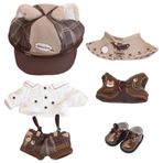 niannyyhouse 10cm 15cm 20cm bebek giysileri kahverengi şapka gömlek askısı pantolon şal yelek deri ayakkabı Vintage dedektif takım yumuşak peluş oyuncak elbise (20cm)
