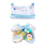 niannyyhouse 10cm~15cm 20cm Peluş Bebek Giysileri Şapka Bodysuit Emekleme Takım Bebek Giydirme (Mavi-10cm~15cm)