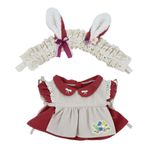 niannyyhouse 15cm 20cm Peluş Bebek Giysileri Tavşan Headdress Elbiseler Bej Önlük Doldurulmuş Oyuncak Giydirme Hediyesi (Kırmızı 20 cm)